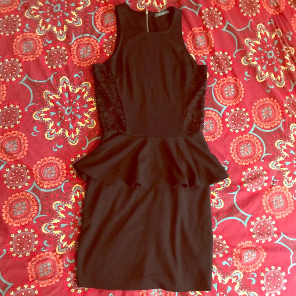 Black lace peplum dress